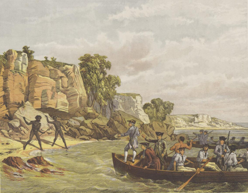 Le capitaine cook à Botany Bay, 1770